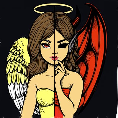 realistic angel half demon