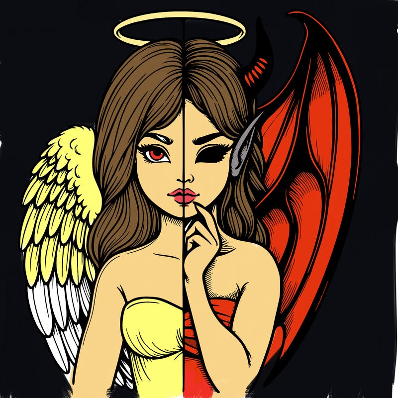 realistic angel half demon