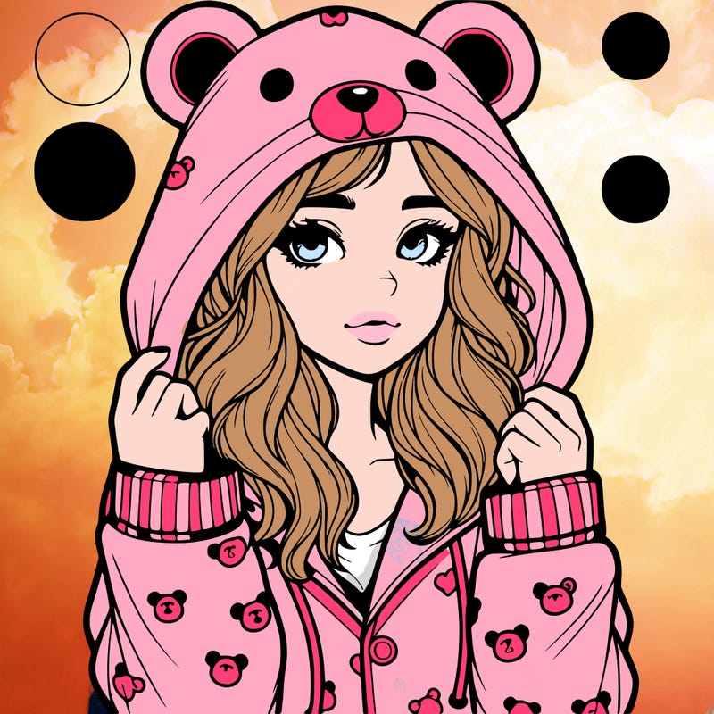 realistic girl in a animal pjs hoodie