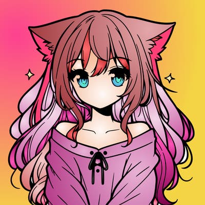 cute anime girl with cat ears