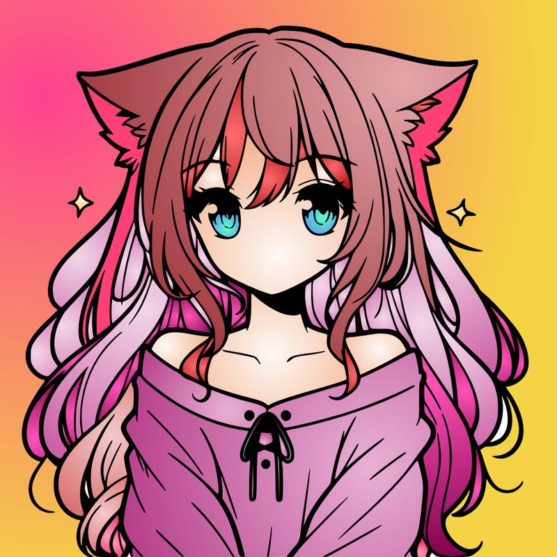 cute anime girl with cat ears