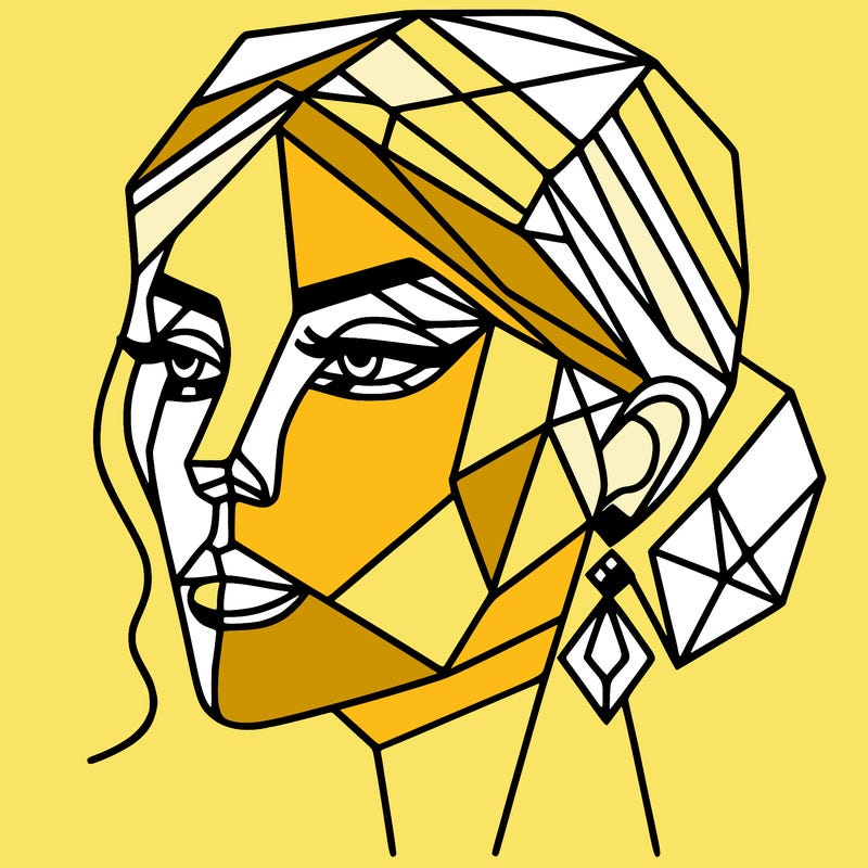 geometric art illustration of a woman's face