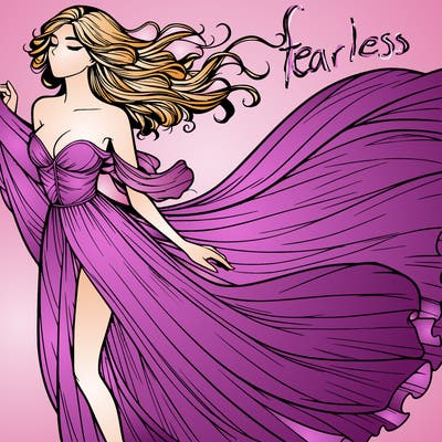 realistic woman in dress flowing the the wind