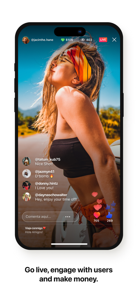 Fanbase - Fanbase mobile app screenshot showing a live stream feature with real-time comments and earnings