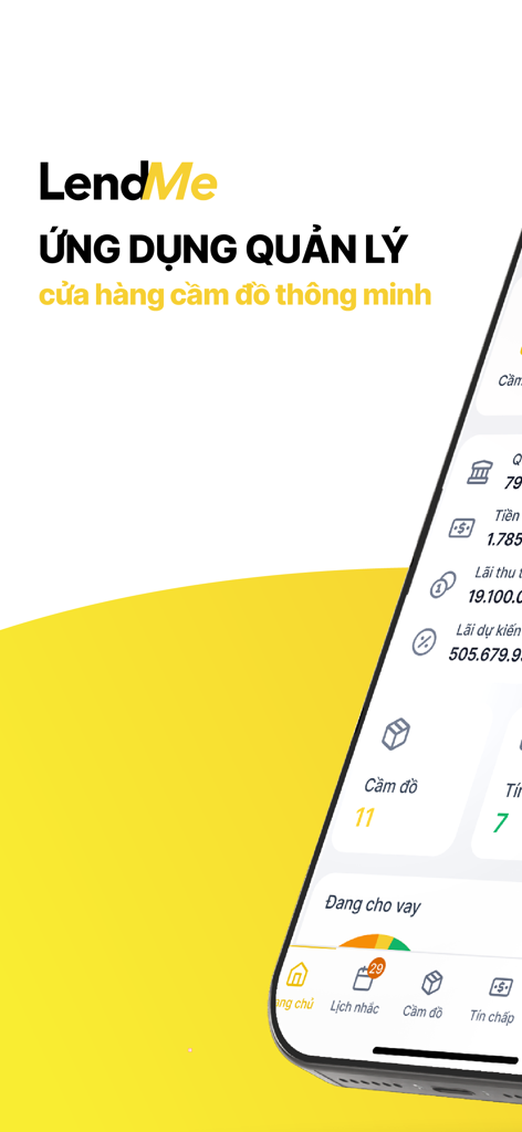 LendMe - Interfaz de la aplicación inteligente de gestión de casas de empeño LendMe