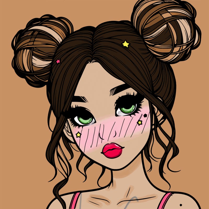 realistic girl with space buns
