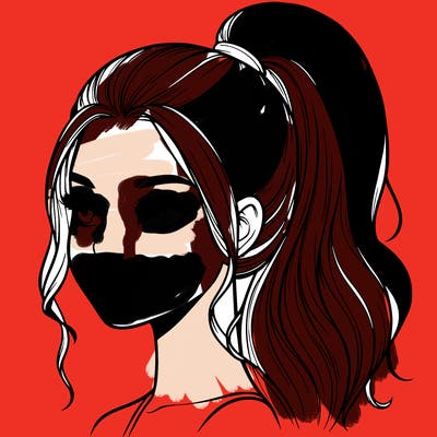 realistic girl with a high ponytail