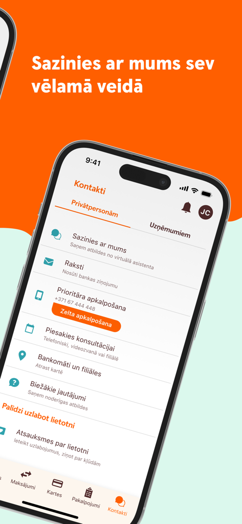 Swedbank Latvija mobile app customer support and contact options interface