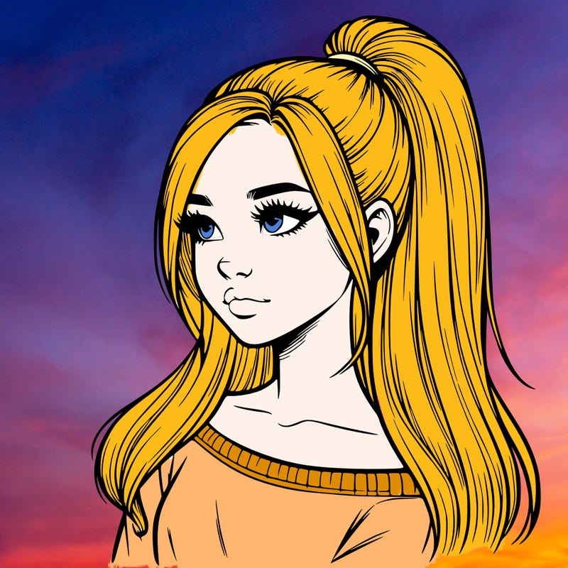 realistic girl with a high ponytail