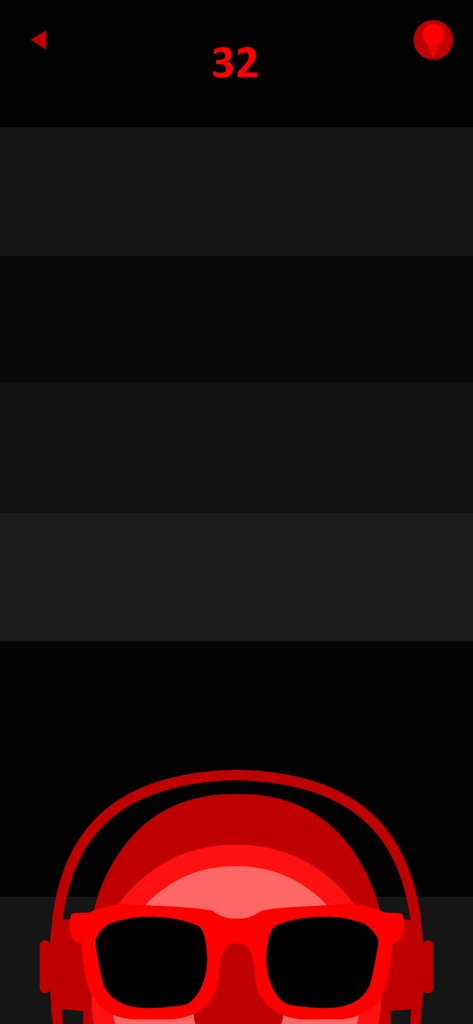 red (game) - Minimalist red character with sunglasses and headphones on level 32 of the game red