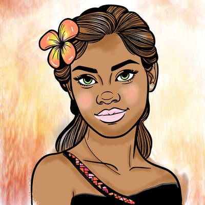 a realistic polynesian woman with a samoan pacific look and a taupou