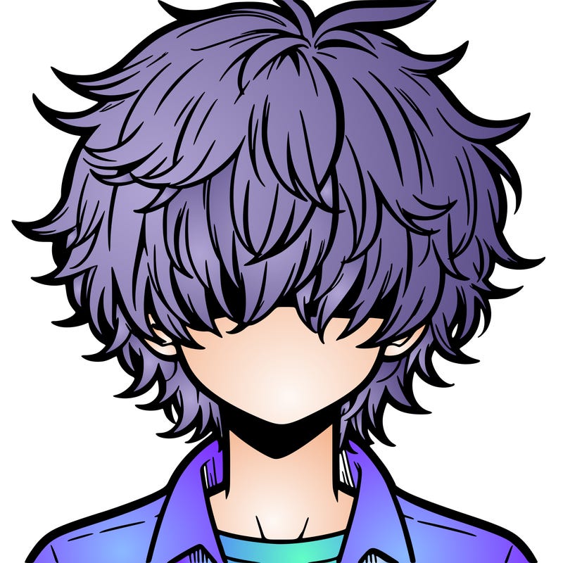 manga boy fluffy hair covering his eyes