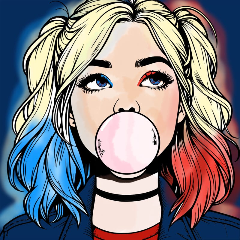 realististic girl blowing bubble -gum