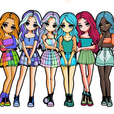 a group of girls realistic