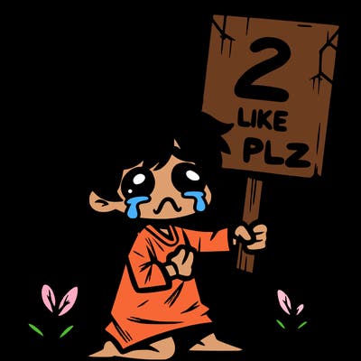 small poor toddler crying with sign that says 2 like plz