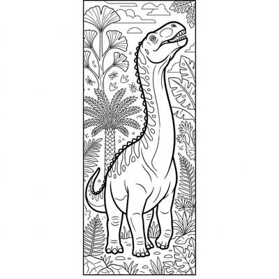 Embark on a Jurassic journey with this delightful Euhelopus dinosaur bookmark coloring page. Perfect for young paleontologists and dinosaur enthusiasts, it's a creative way to mark your spot in any book.