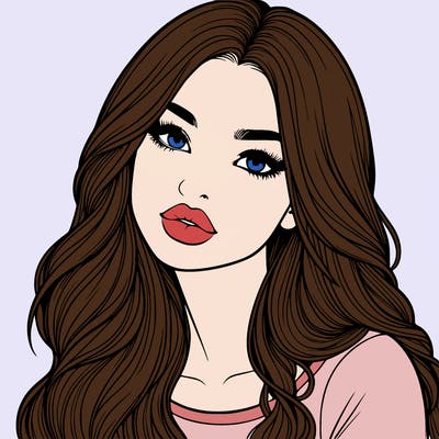 realistic girl with hair on her hair and lips