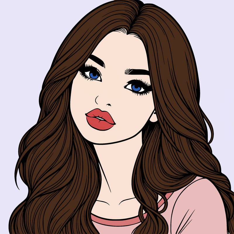 realistic girl with hair on her hair and lips