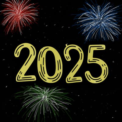 one line scrawled numbers sketch design “2025”