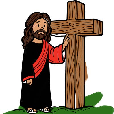 jesus standing beside the cross