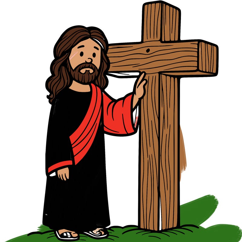 jesus standing beside the cross