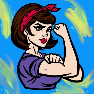 strong woman with a 60s american ad style