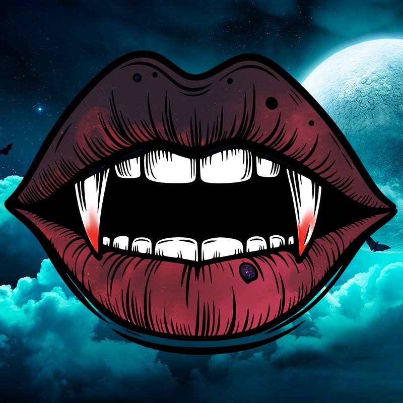 lips with vampire teeth