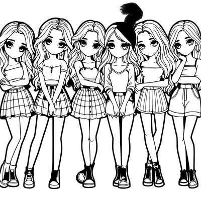 a group of girls realistic