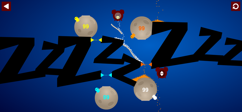 Sweet Drmzzz - A puzzle level from Sweet Drmzzz featuring giant Z letters and planets in space.
