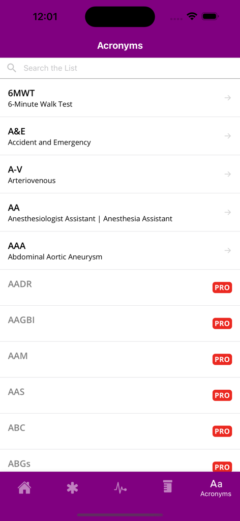 Master Anesthesia - Searchable list of over 1000 medical and anesthesia acronyms in the Master Anesthesia app