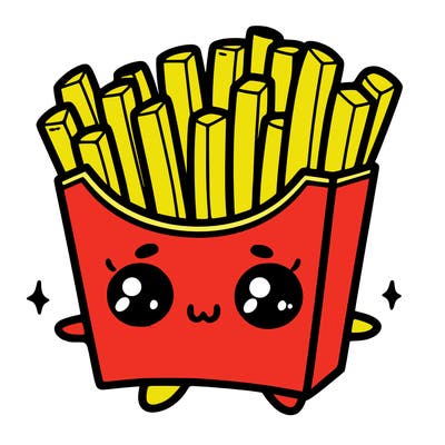 a cute. french fries