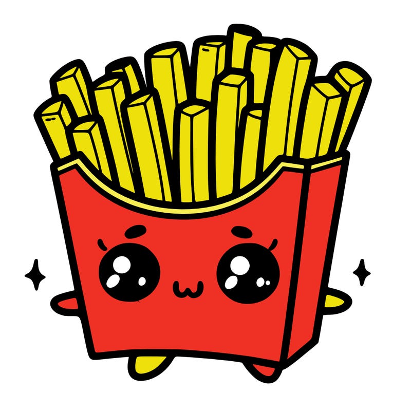 a cute. french fries
