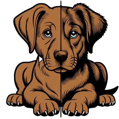 realistic dog split picture