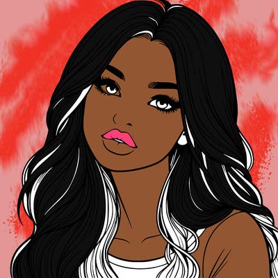 realistic girl with hair on her hair and lips