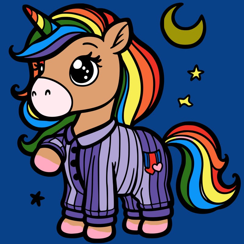 unicorn dressed in pajamas