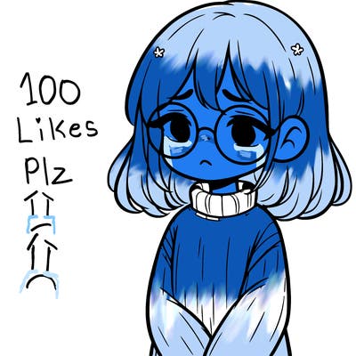 sad girl with glasses in a sweater