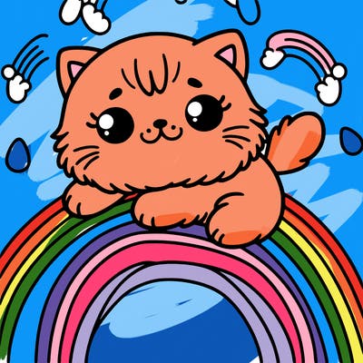 kitty on rainbow