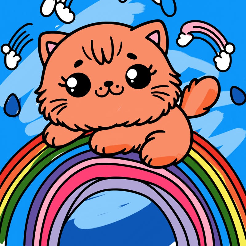 kitty on rainbow