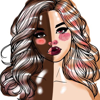 realistic girl with hair and lips