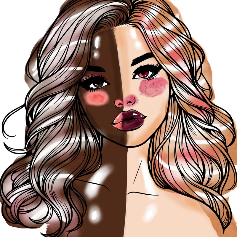 realistic girl with hair and lips