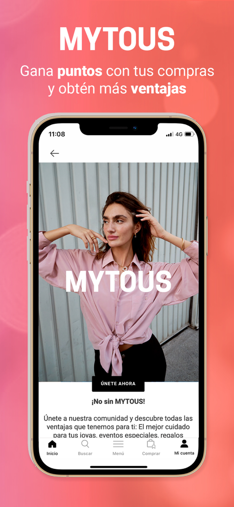 TOUS - Screenshot of the TOUS app showing the MYTOUS loyalty program for earning shopping points