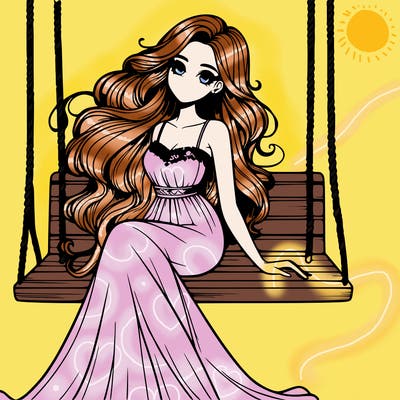 𝓐 𝔀𝓸𝓶𝓪𝓷 𝓸𝓷 𝓪 𝓹𝓻𝓮𝓽𝓽𝔂 𝔀𝓸𝓸𝓭𝓮𝓷 𝓼𝔀𝓲𝓷𝓰 𝓪𝓷𝓭 𝓼𝓱𝓮 𝓱𝓪𝓼 𝓵𝓸𝓷𝓰 𝓯𝓵𝓸𝔀𝓮𝔂 𝓱𝓪𝓲𝓻 𝔀𝓲𝓽𝓱 𝓪 𝓵𝓸𝓷𝓰 𝓭𝓻𝓮𝓼𝓼 𝓫𝓵𝓸𝔀𝓲𝓷𝓰 𝓲𝓷 𝓽𝓱𝓮 𝔀𝓲𝓷𝓭