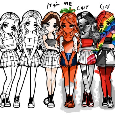 a group of girls realistic