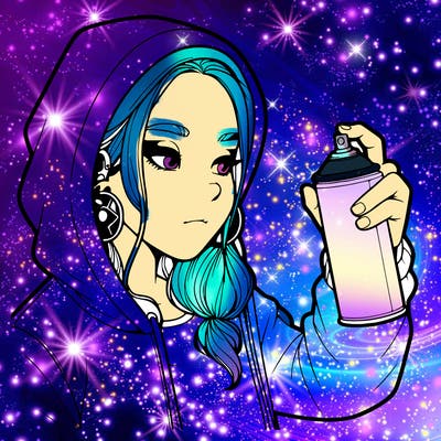 a realistic girl, spray painting