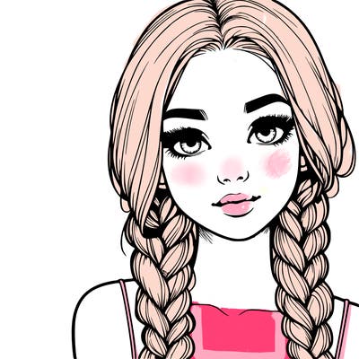 realistic girl with braids
