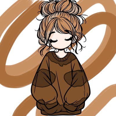 girl with baggy sweatshirt and messy bun