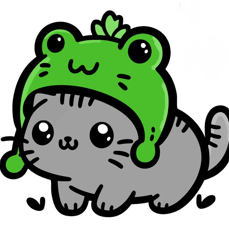 cute cat with frog hat
