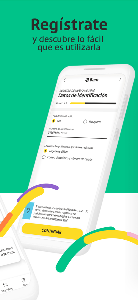 Bamapp Personas - Bamapp Personas mobile app registration screen for new user identification