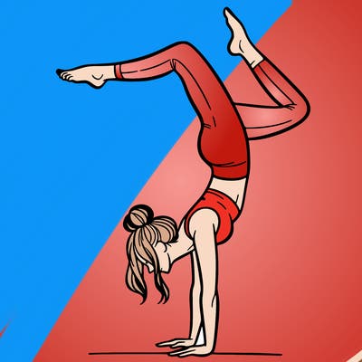 a woman doing a handstand