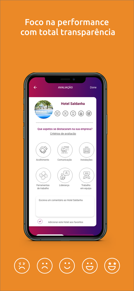 merytu - Pantalla de smartphone que muestra la interfaz de evaluación de la aplicación merytu para calificar a una empresa después de completar una misión de trabajo